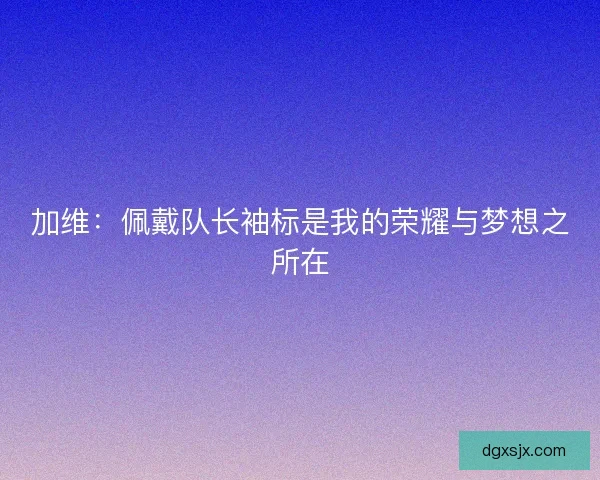 加维：佩戴队长袖标是我的荣耀与梦想之所在