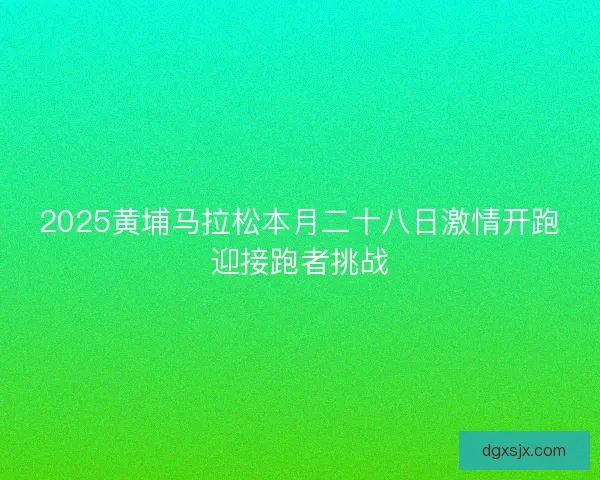 2025黄埔马拉松本月二十八日激情开跑迎接跑者挑战