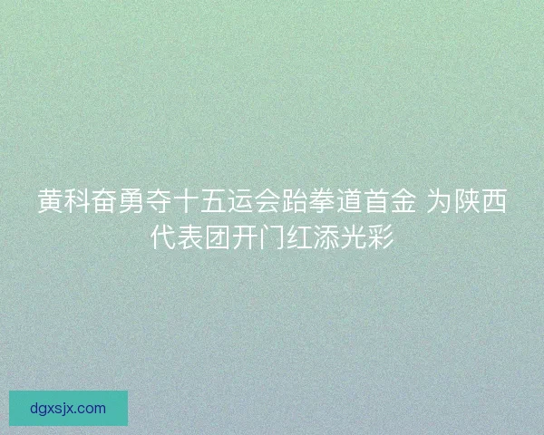 黄科奋勇夺十五运会跆拳道首金 为陕西代表团开门红添光彩