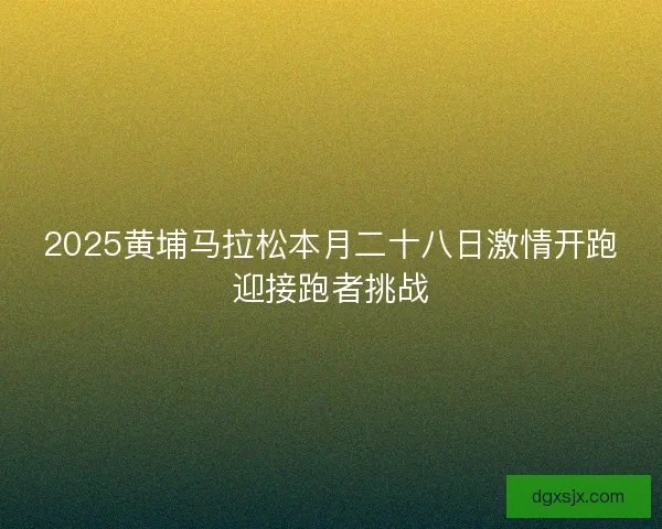 2025黄埔马拉松本月二十八日激情开跑迎接跑者挑战