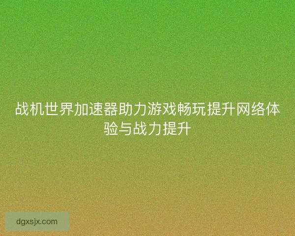 战机世界加速器助力游戏畅玩提升网络体验与战力提升