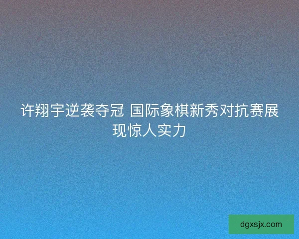 许翔宇逆袭夺冠 国际象棋新秀对抗赛展现惊人实力