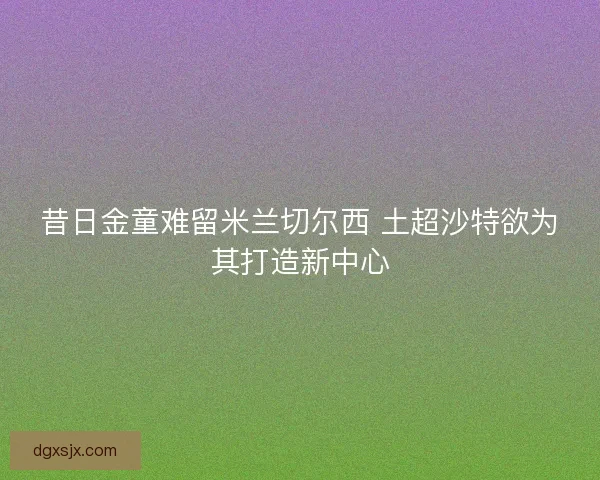 昔日金童难留米兰切尔西 土超沙特欲为其打造新中心 昔日金童难留米兰切尔西 土超沙特欲为其打造新中心